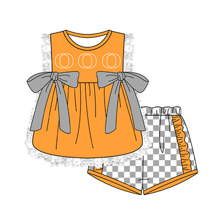 Preorder moq 5 Baby Girls Sleeveless O Lace Tunic Checked Short Team Clothes Sets