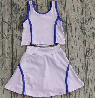 Preorder (moq 5)Baby Girls Lavender Sleeveless Vest Top Shorts Clothes Sets