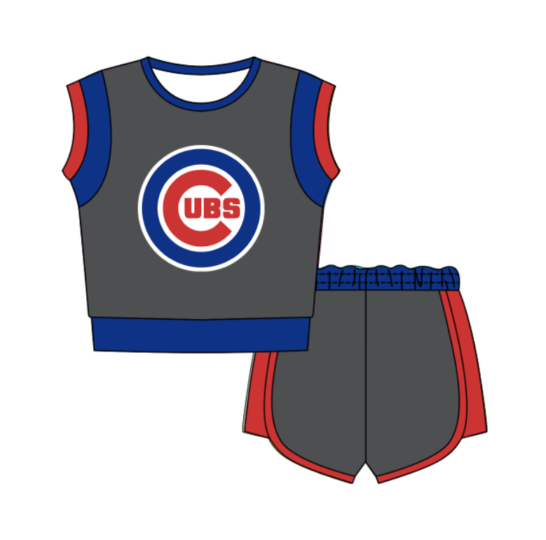 Preorder moq 5 Baby Girls Sleeveless Shirts Top Short Team Clothes Set