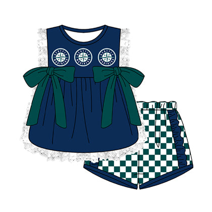 Preorder moq 5 Baby Girls Sleeveless Lace Tunic Checked Short Team Clothes Sets