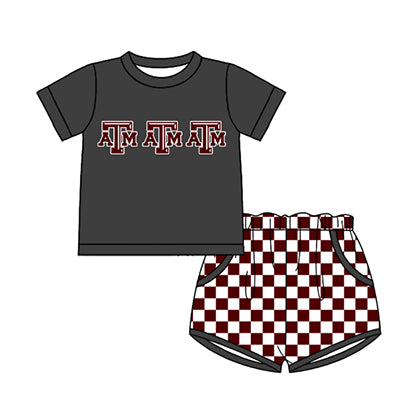 Preorder moq 5 Baby Boys Short Sleeve ATM Top Checked Pockets Short Team Clothes Sets