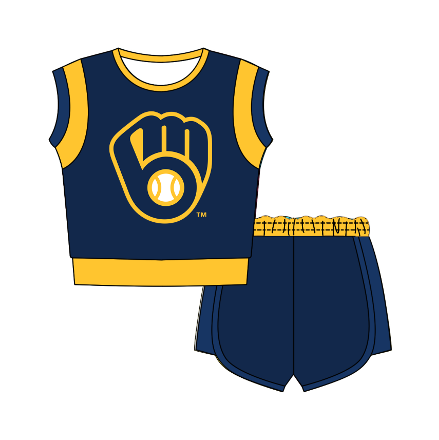 Preorder moq 5 Baby Girls Sleeveless Shirts Top Short Team Clothes Set
