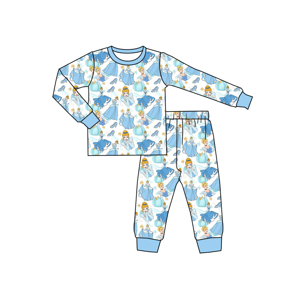 Preorder(moq 5) Baby Girls Cartoon Princess Top Pants Pajamas Sets