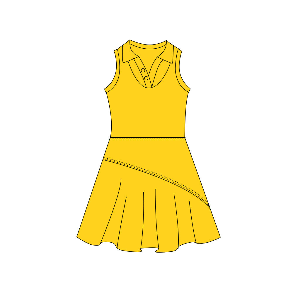 Preorder (moq 5)Baby Girls Yellow Sleeveless Button Top Pleated Knee Length Dresses