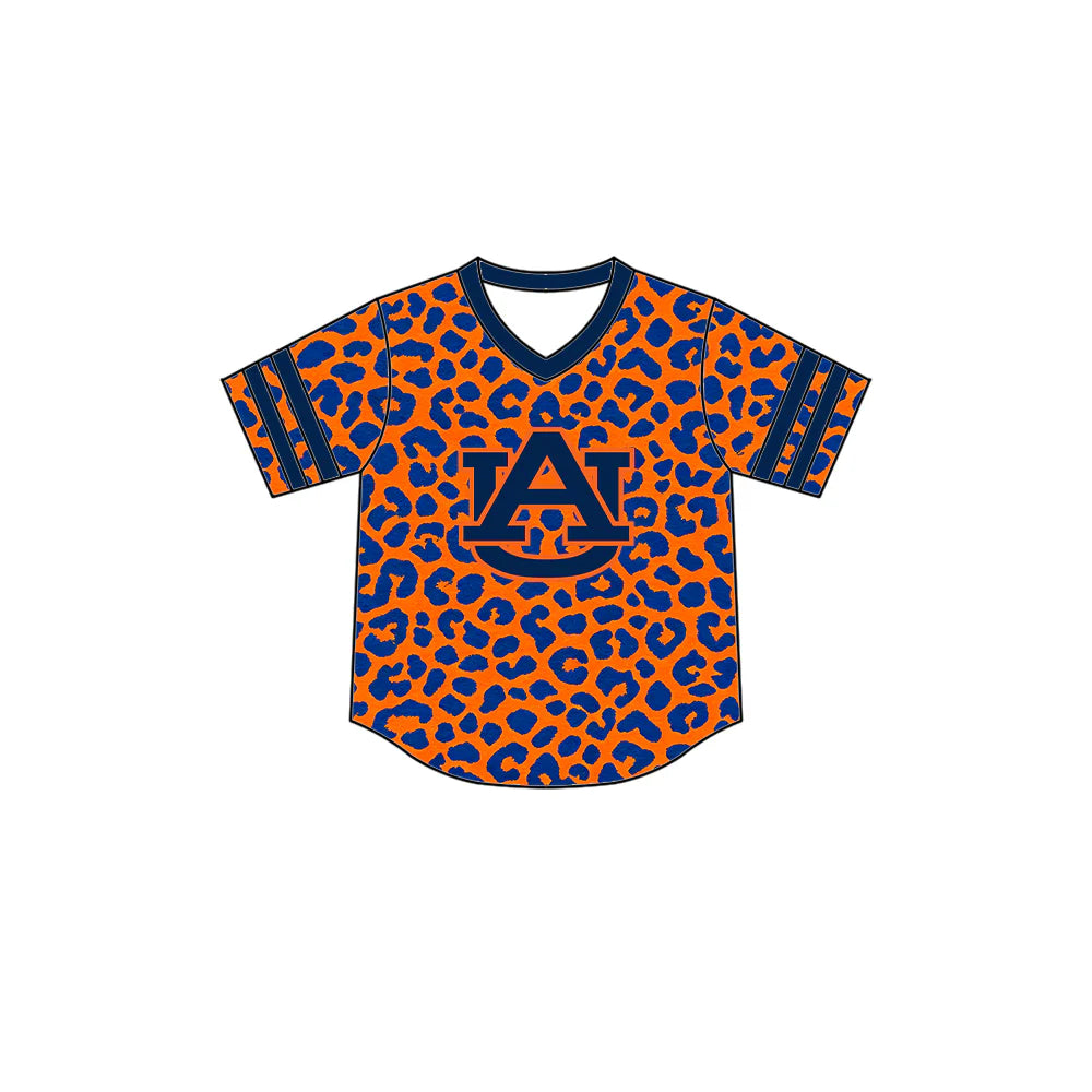 Preorder (moq 5)Baby Boys Short Sleeve Orange Leopard AU Team T-shirts Top