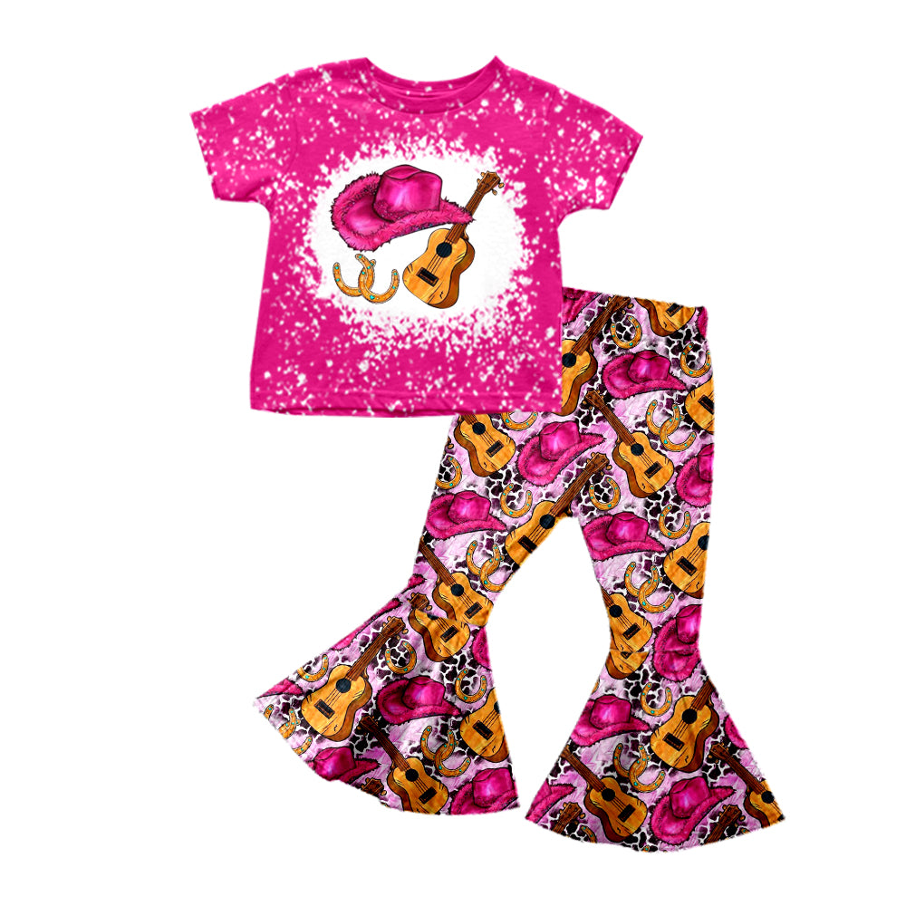 Baby Girls Guitar Western Tee Top Bell Pants Clothes Sets preorder(moq 5)