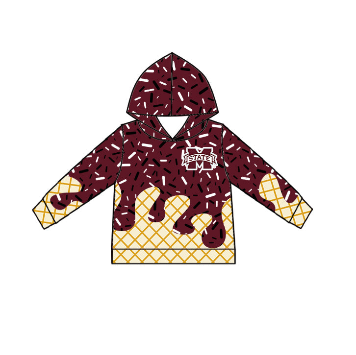 Preorder (moq 5)Baby Boys Drip Sprinkles M State Team Long Sleeves Hoodies Top