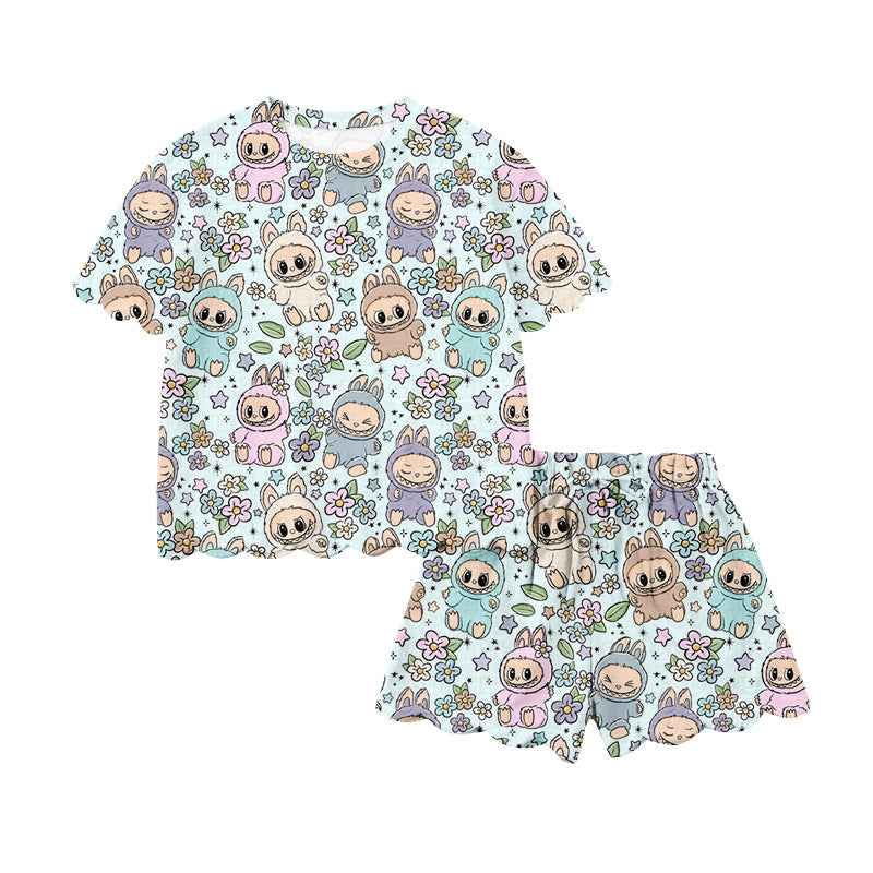 Preorder (moq 5)Baby Girls Lafufu Top Scallop Shorts Team Cheer Clothes Sets