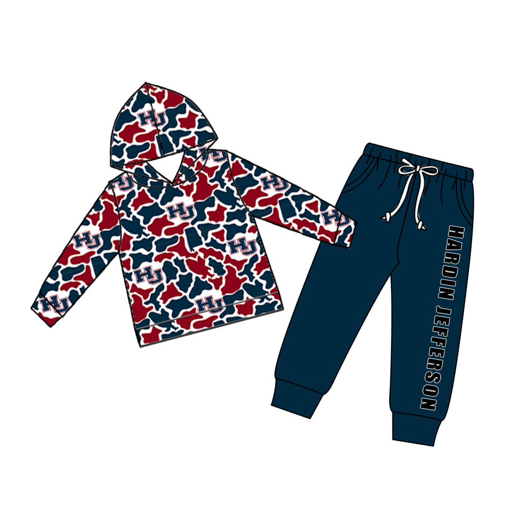 Preorder (moq5) Baby Boys Camo HJ Hoodie Pockets Joggers Team Clothes Set
