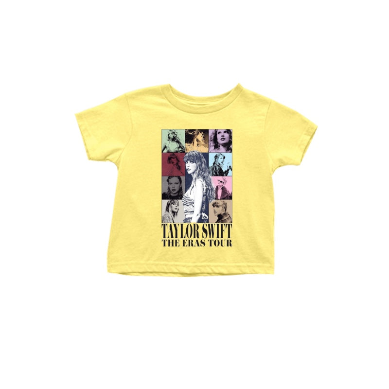 Baby Girls Yellow Eras Tour Short Sleeve Tee Shirts Tops Preorder(moq 5)