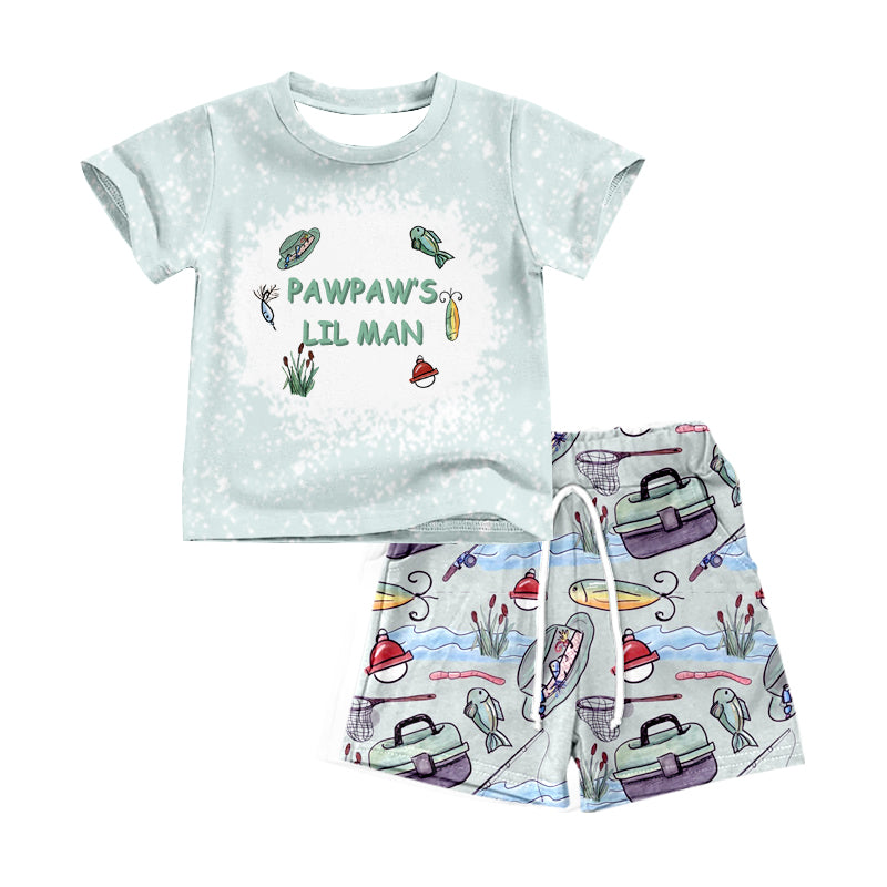 Baby Boys Pawpaw's LIL Man Tee Fishing Shorts Clothing Sets Preorder(moq 5)