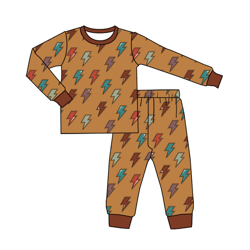 Preorder (moq 5)Baby Boys Colorful Lights Plaid Top Pants Pajamas Set
