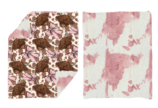 USA Shop Baby Kids Cow Print Highland Cows Bows Blankets
