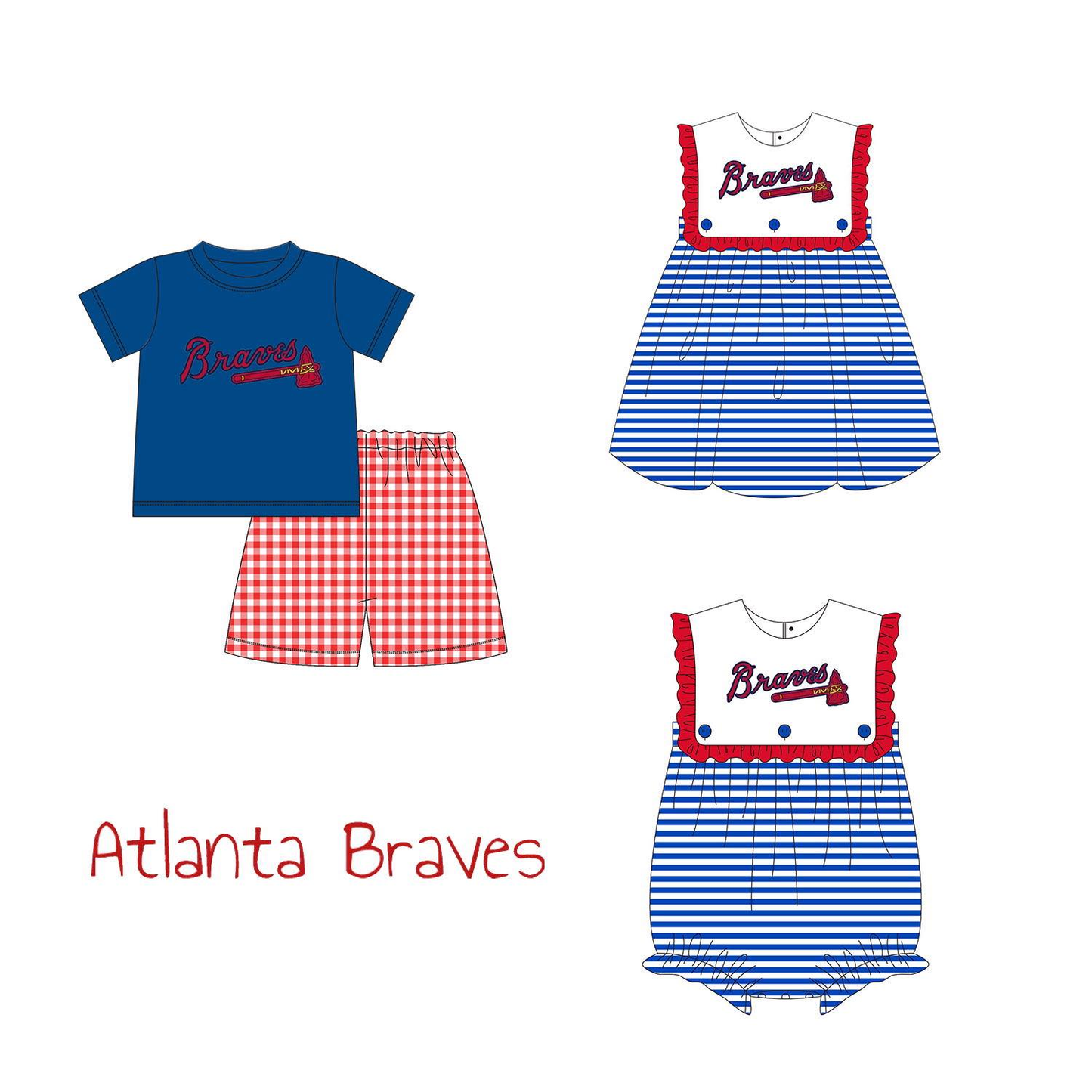 Custom moq 5 Football Item atlanta braves Sibling Clothes