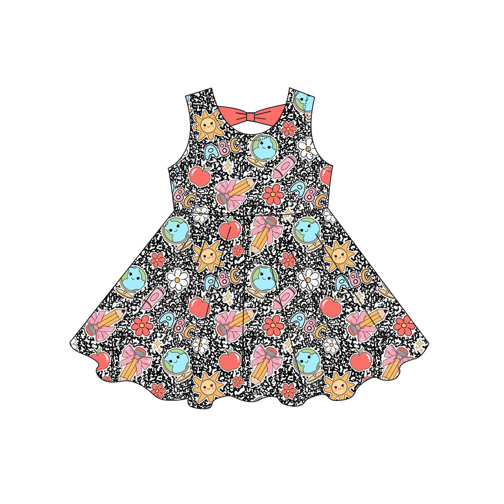 Preorder moq 5 Baby Girls Sleeveless Pencils ABC Back to School Knee Length Dresses
