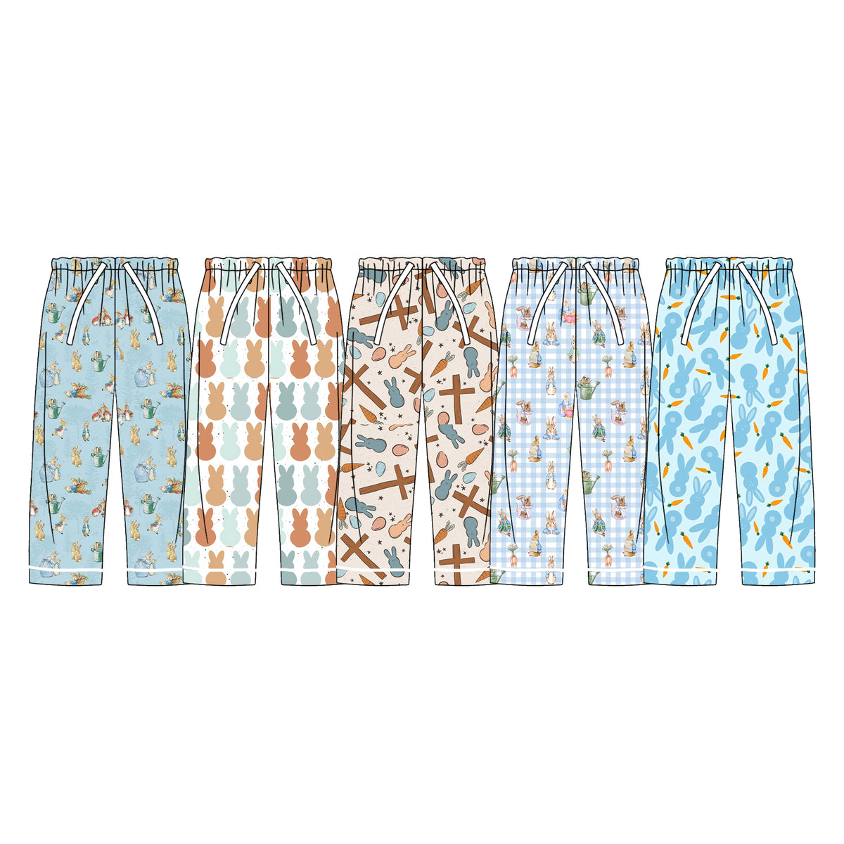 Preorder (moq 5) Men Clothes Vintage Easter Bunny Garden Print Long Pants