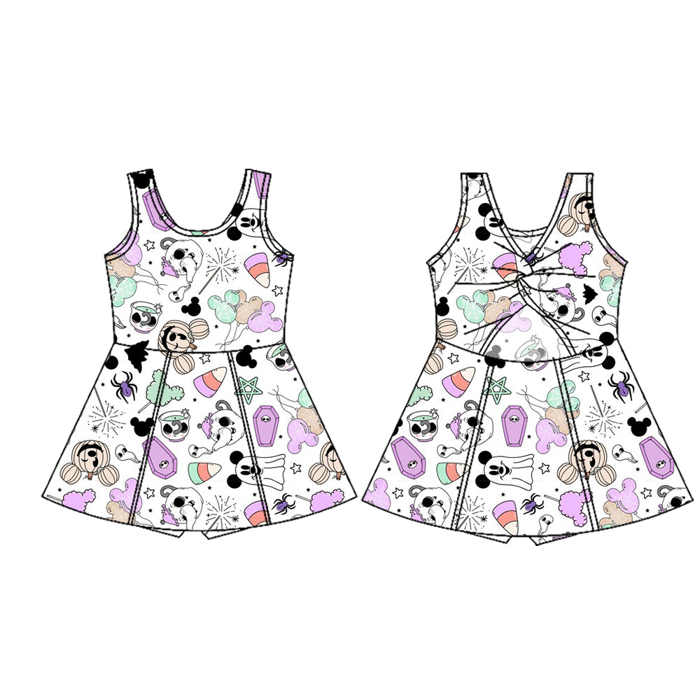 Preorder (moq 5)Baby Girls Sleeveless Mouse Balloons Candy Shorts Knee Length Dresses