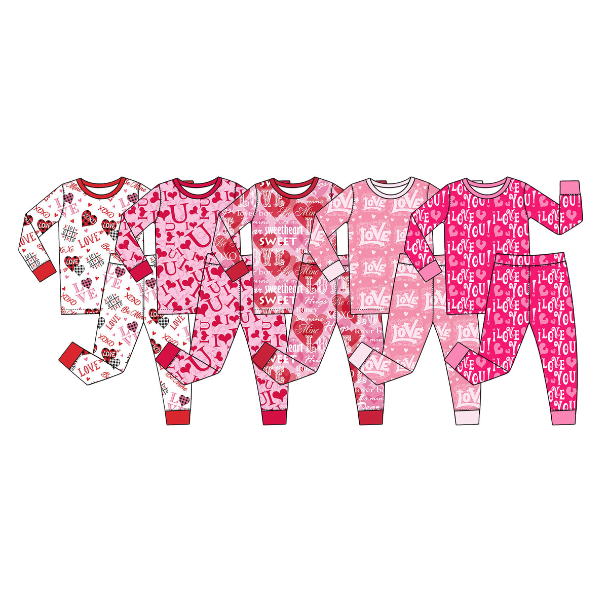 Preorder (moq 5) Baby Girl Clothes Valentine Love XOXO Buffalo Plaid Heart Print Long Sleeve Pajama Set