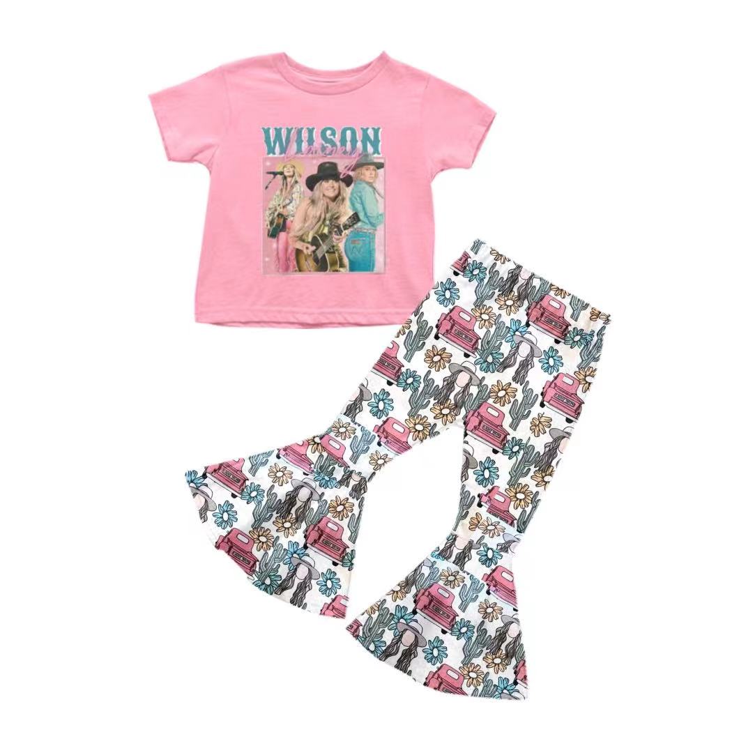 Baby Girls Singer Country Shirt Bell Cactus Pants Western Clothes Sets preorder(moq 5)