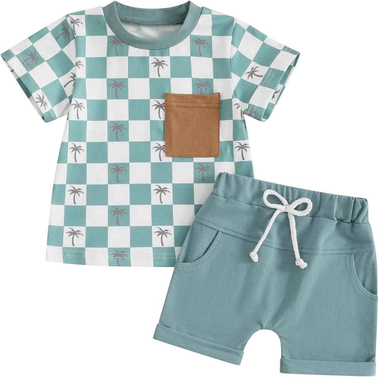 Baby Boys Tree Summer Top Green Shorts Clothes Sets order preorder (moq 5)