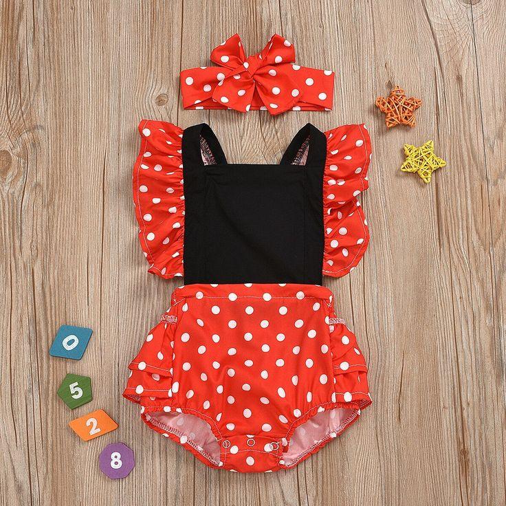 Baby Infant Girls Red Dots Ruffle Rompers preorder(moq 5)