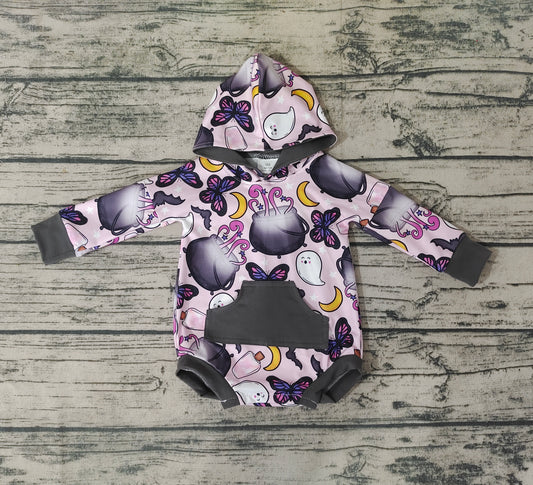 Baby Kids Pink Ghost Hooded Rompers