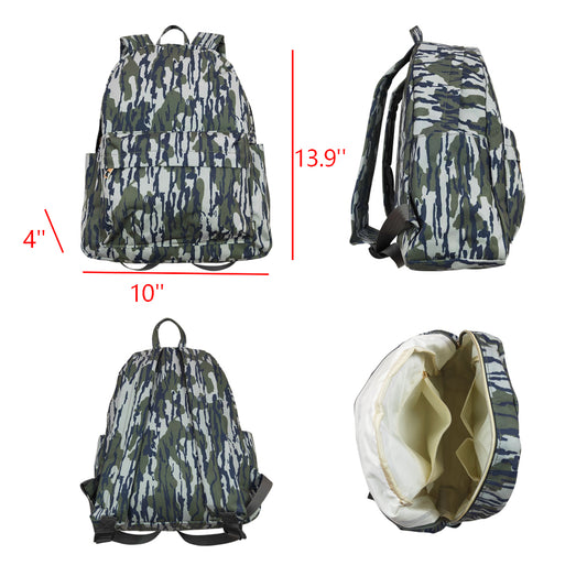 Baby Girls Kids Green Camo Tree Branches Print Back Bags Backpacks