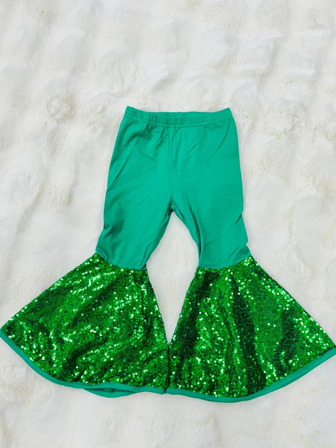 Baby Girls Green Sequin Bell Bottom Pants Preorder(moq 5)