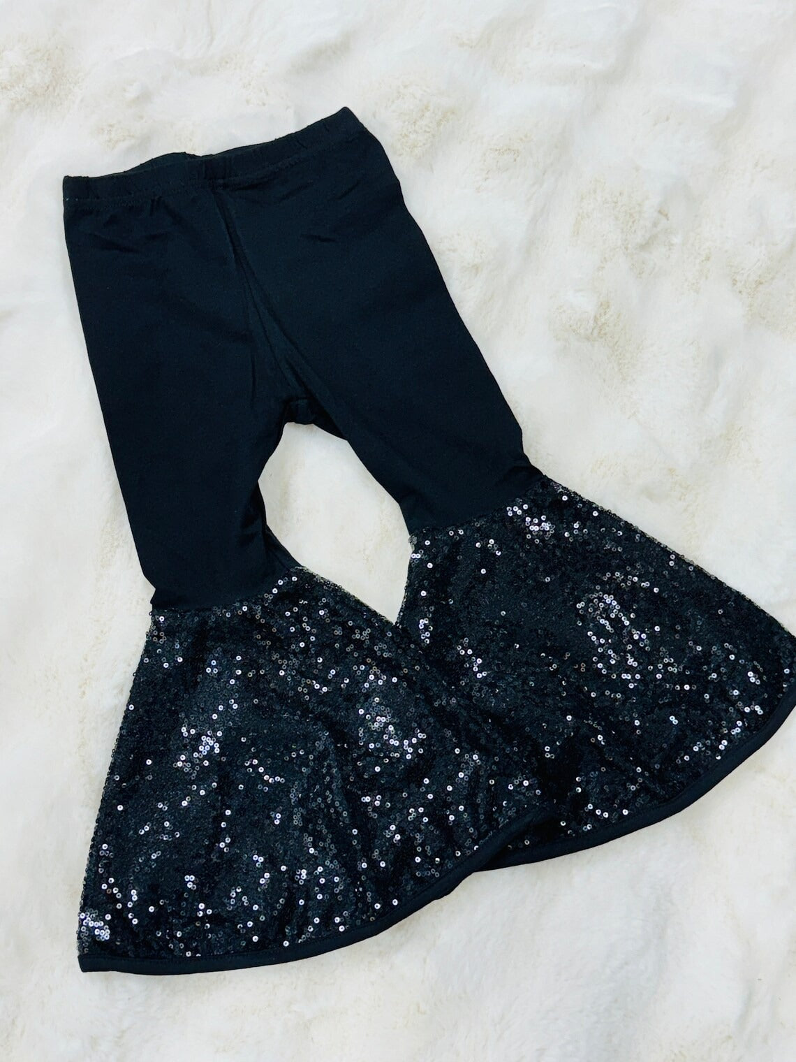 Baby Girls Black Sequin Bell Bottom Pants Preorder(moq 5)
