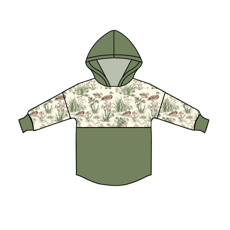 Preorder (moq 5)Baby Boys Long Sleeve Green Ducks Hunting Hoodies Top