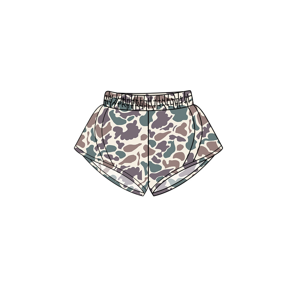 Preorder (moq 5)Baby Girls Lavender Green Camo Yoga Short Bottoms Preorder