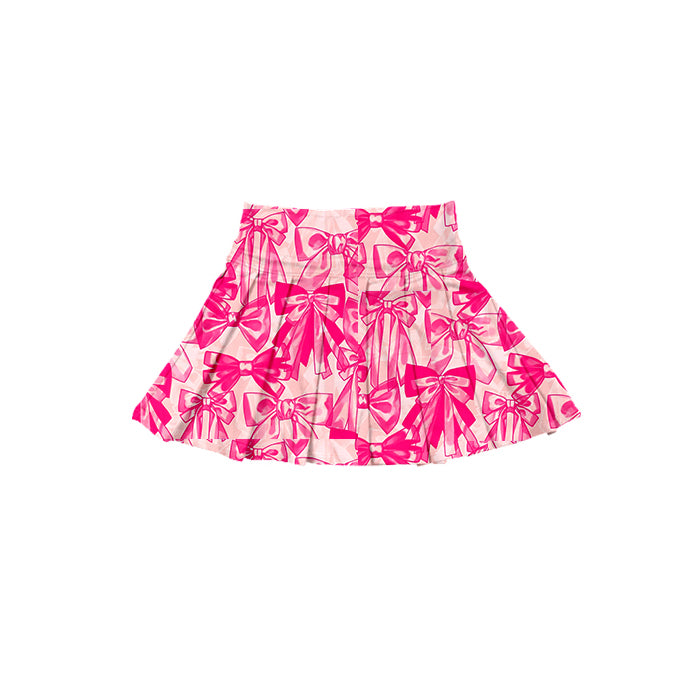 Preorder (moq 5)Baby Girls Hot Pink Bows Plaid Yoga Skorts