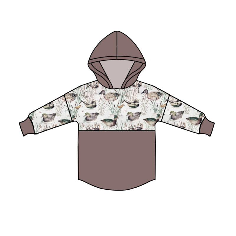 Preorder (moq 5)Baby Boys Long Sleeve Brown Ducks Hunting Hoodies Top