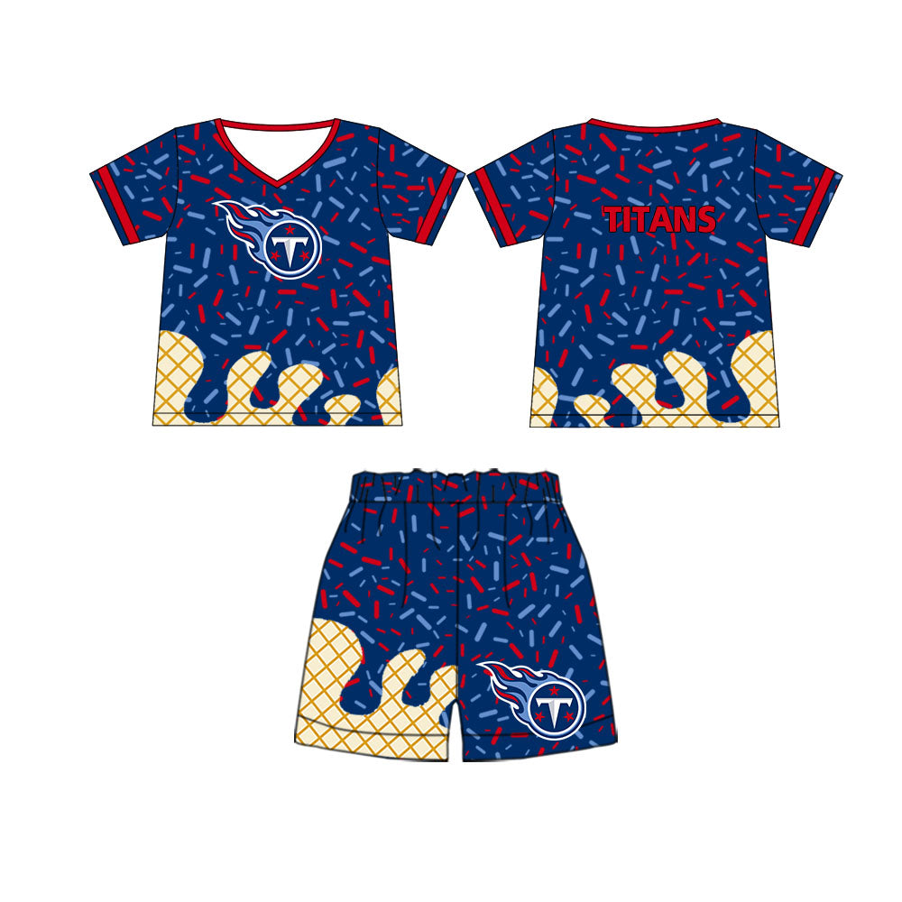 preorder(moq 5) Baby Boys Titans Team Short Sleeve Tee Shirt Shorts Clothes Sets