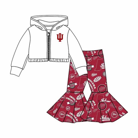 Preorder(moq 5) Baby Girls IU Team Hooded Shirts Top Bell Pants Clothes Sets