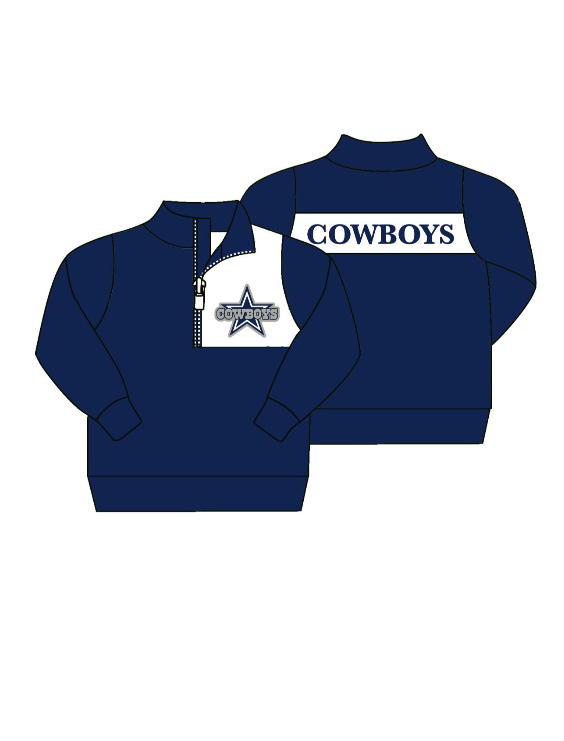 Preorder moq 5 Baby Boys Team Cowboys Zip Pullovers Tops