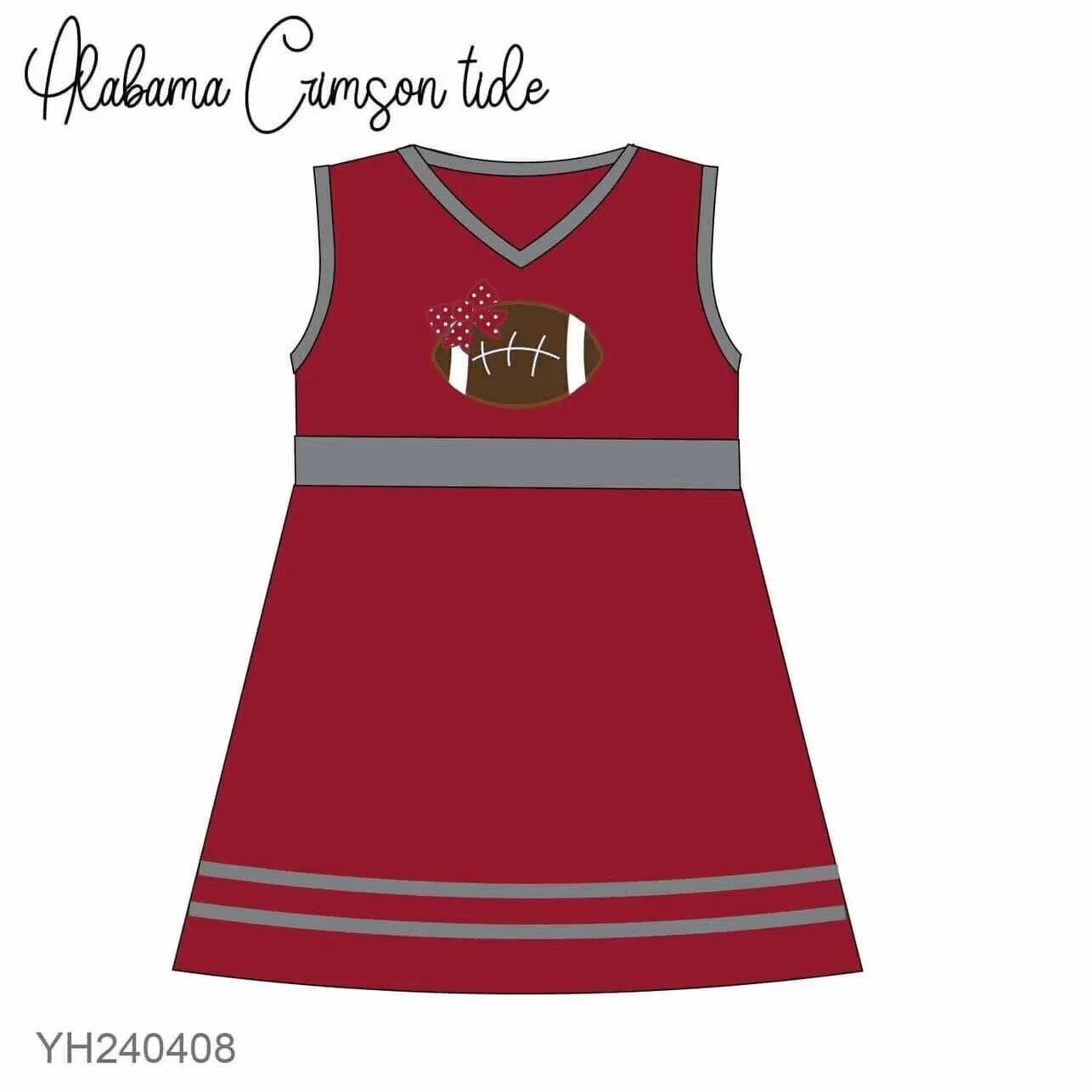 Preorder moq 5 Baby Girls Alabama Team Sleeveless Knee Length Dresses