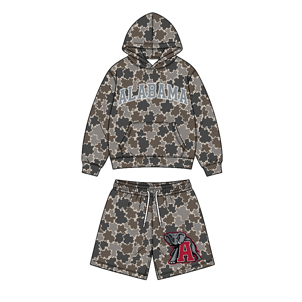 Preorder (moq 5) Baby Boys Alabama Camo Pockets Hoodie Shorts Team Clothes Sets