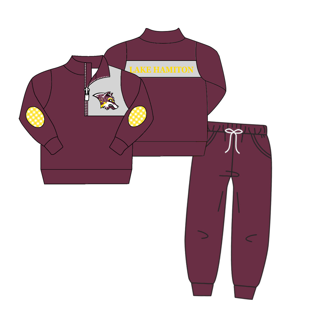 Preorder moq 5 Baby Boys Lake Hamiton Pullover Team Top Pants Clothes Sets