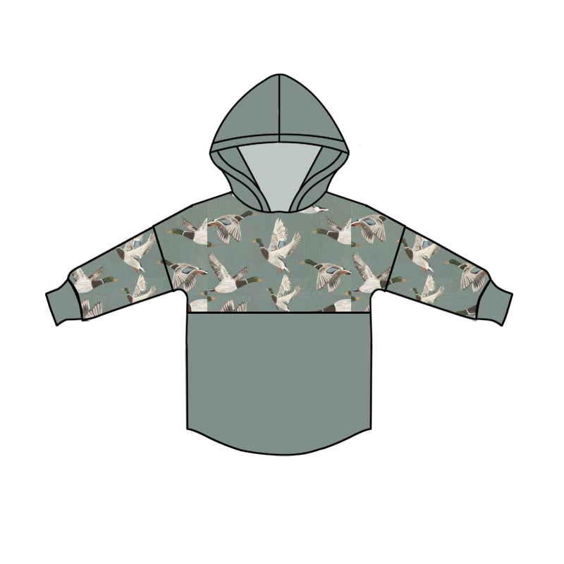 Preorder (moq 5)Baby Boys Long Sleeve Blue Ducks Hunting Hoodies Top