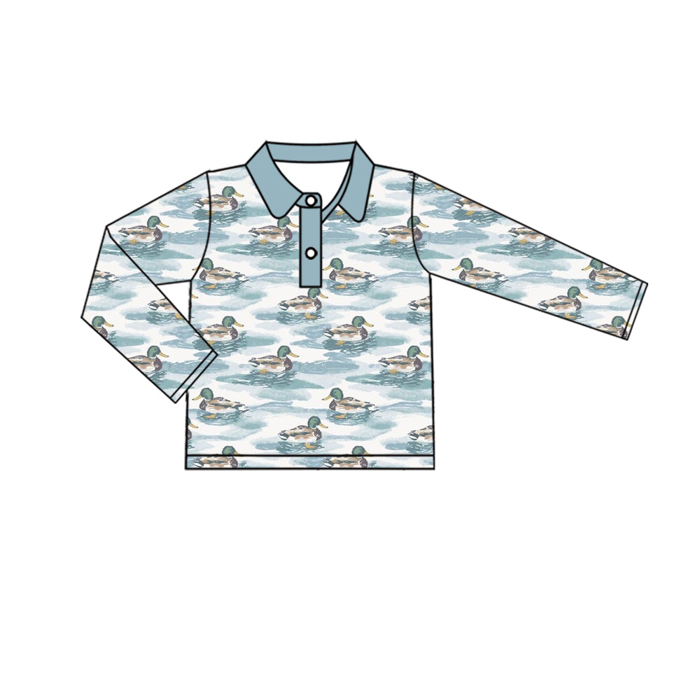 Preorder (moq 5)Baby Boys Long Sleeve Lakes Ducks Hunting Button Shirts Top