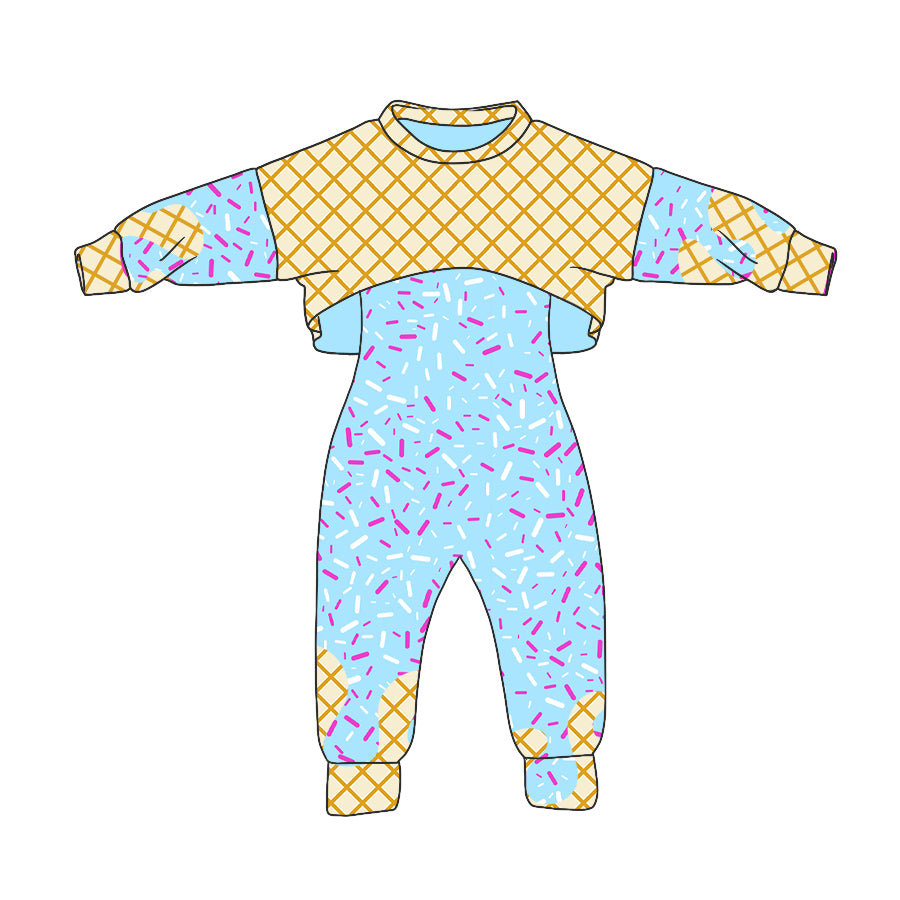 Preorder (moq 5)Baby Girls Long Sleeves Drip Shirt Top Jumpsuit 2 Piece Team Clothes Sets