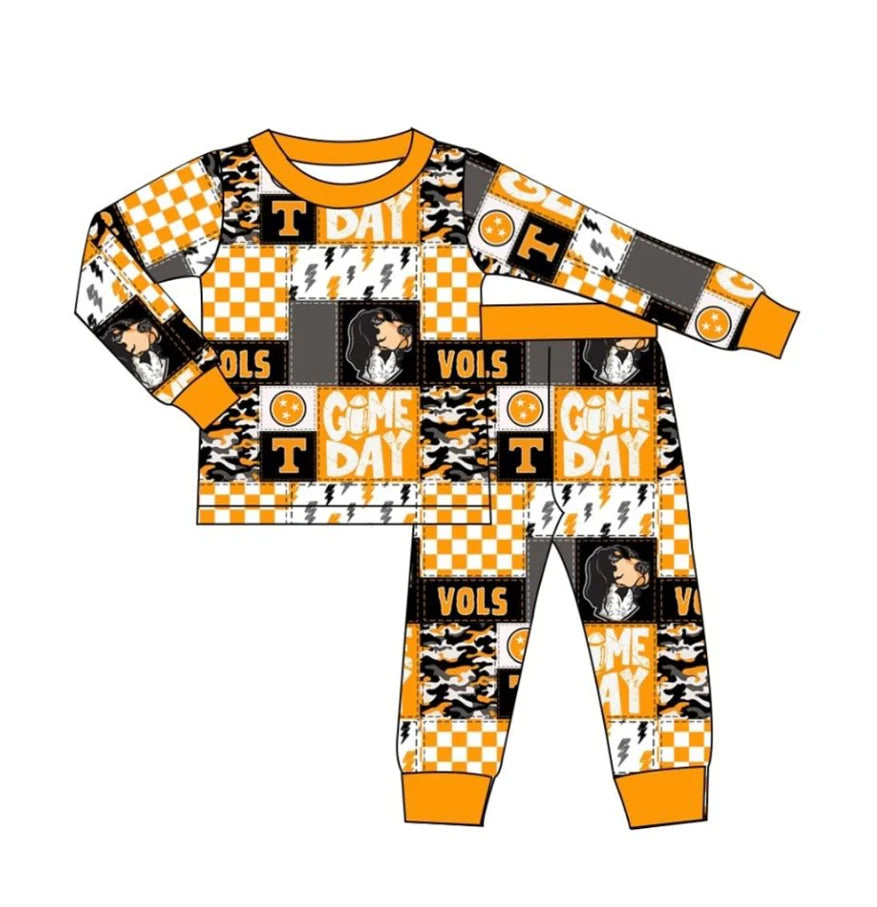 Preorder moq 5 Baby Kids Gameday Vols Team Shirt Top Pants Pajamas Outfits Sets