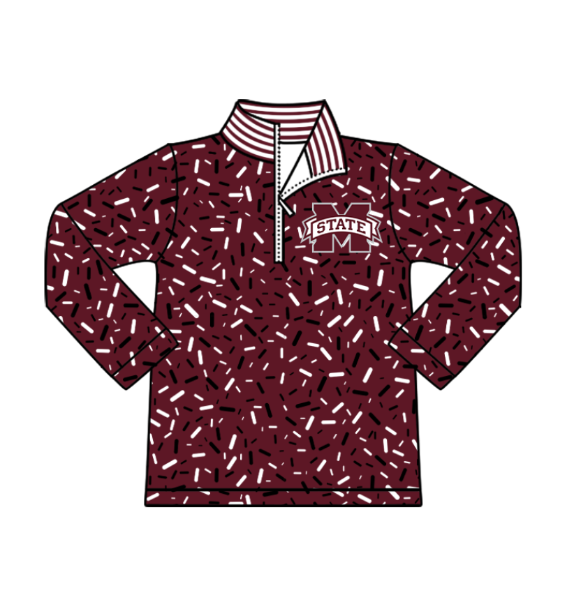 Preorder(moq 8)Baby Boys Dark Red Sprinkles Zipper M State Team Pullovers Top