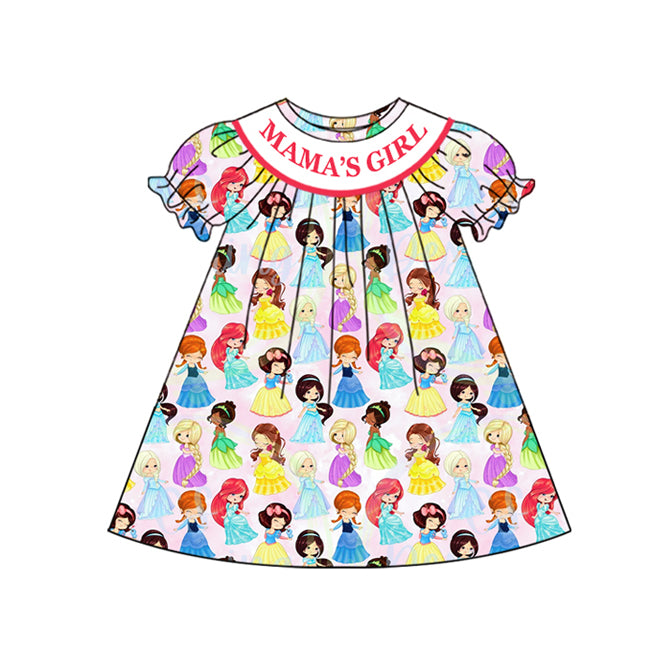 Preorder (moq 5)Baby Girls Mama's Girl Princess Print Knee Length Dresses