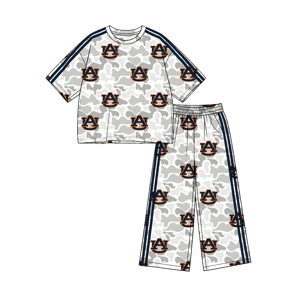 Preorder (moq 5)Baby Girls Light Grey Auburn Top Pockets Flare Pant Team Clothes Set