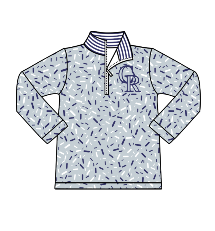 Preorder(moq 8)Baby Boys Grey Sprinkles Zipper CR Team Pullovers Top