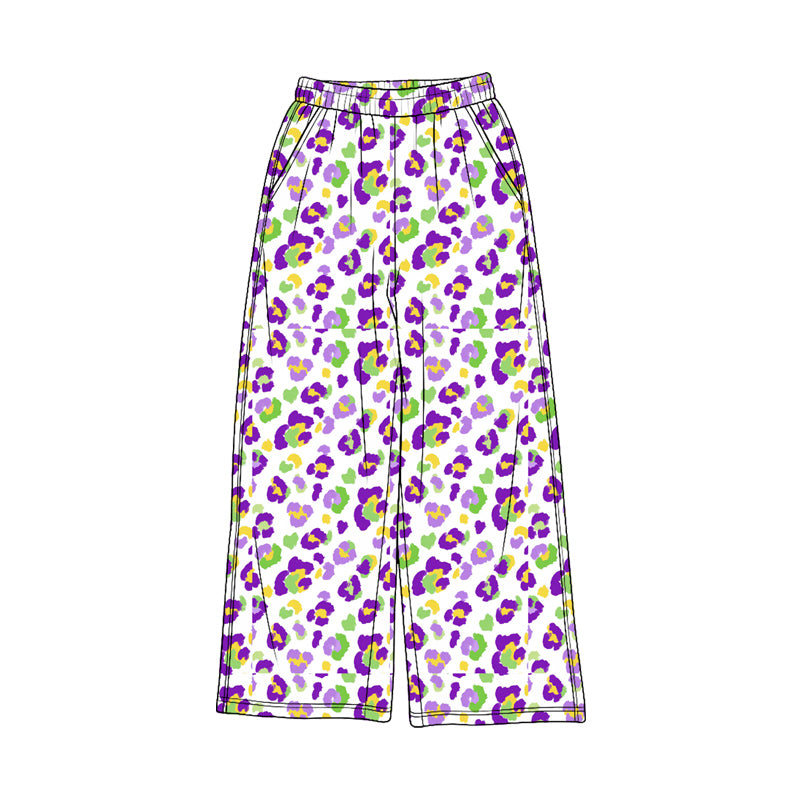 Pre-order(moq5) Girls’ Camouflage Wide-Leg Pants, Elastic-Waist Casual Straight-Leg Long Trousers