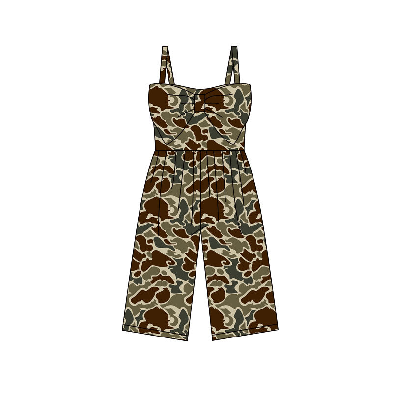 Preorder (moq 5)Baby Girls Southern Dark Khaki Camo Pants Jumpsuits