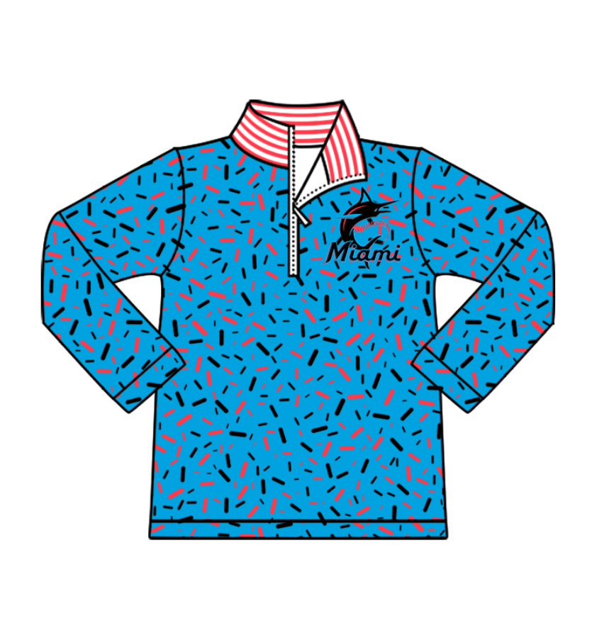 Preorder(moq 8)Baby Boys Blue Sprinkles Zipper Miami Team Pullovers Top